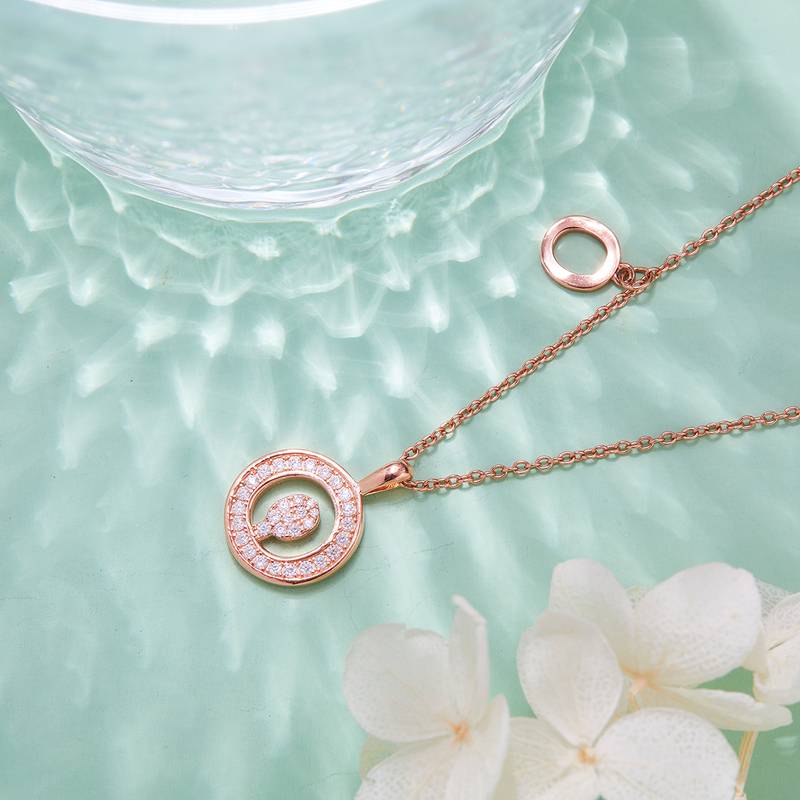 O pendant S925 silver plated rose gold Moissanite diamond light luxury letter necklace